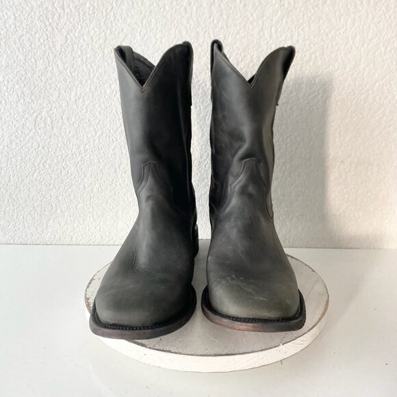 Lane Mens Black Cowboy Boots 15 D Genuine Leather Western Casual Square Toe EUC - Picture 5 of 11